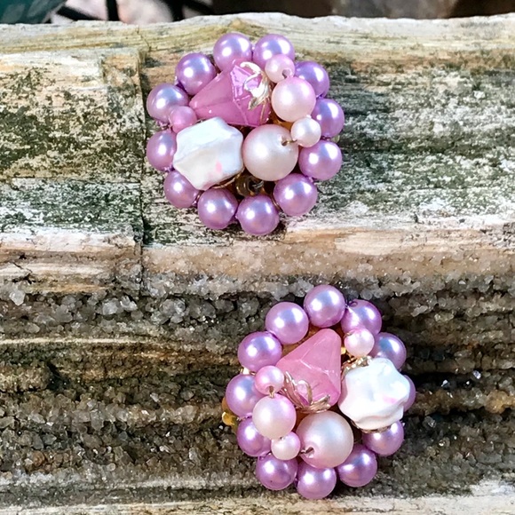 Vintage Jewelry Vtg Pink Pearl Clip On Earrings Poshmark